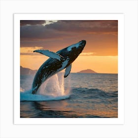 Humpback Whale Jumping Out Of The Water 11 Art Print