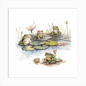 Pond Frogs Art Print