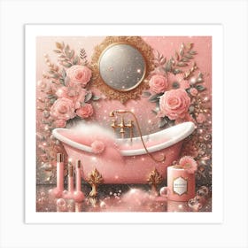 Pink Glamorous glitter Bathroom Art Print