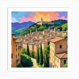 Urbino Italy Fauvist Painting Travel Poster Art Print 3 Art Print