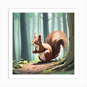 Squirrel In The Forest 21 Art Print