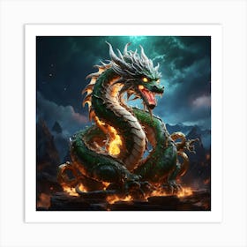 Dragon On Fire Art Print