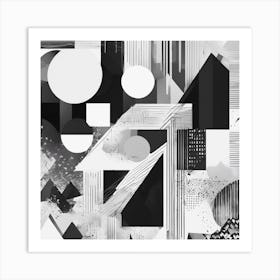 Abstract Geometric Patterns In Monochrome Art Print