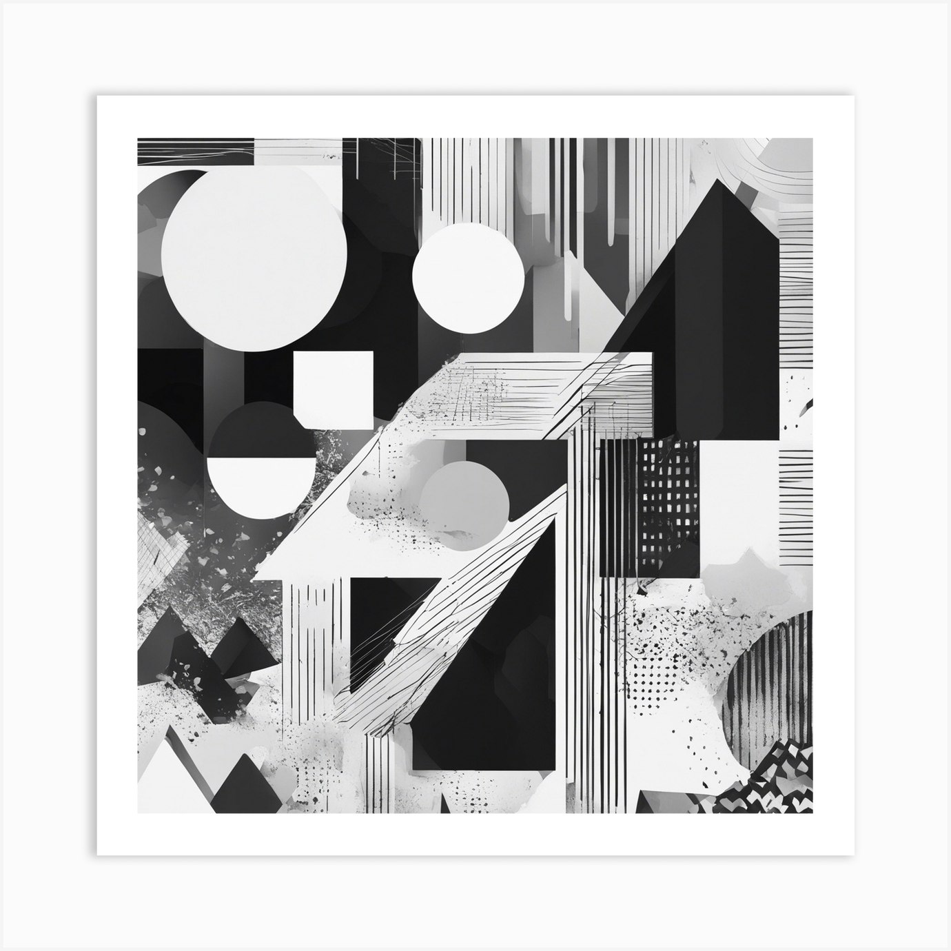 Abstract geometric pattern - black and white. Art Print