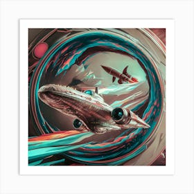 Retro Futuristic Spaceship Abstract Vintage Sci-Fi Art Print Art Print