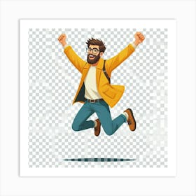 Happy Young Man Jumping Art Print