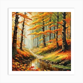 Forest In Autumn In Minimalist Style Square Composition 82 Art Print