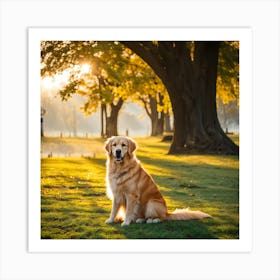 Golden Retriever Dog In The Park Art Print