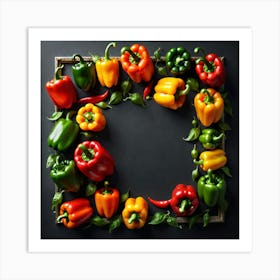 Colorful Peppers In A Frame 7 Art Print
