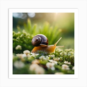 Snail On Moss Art Print