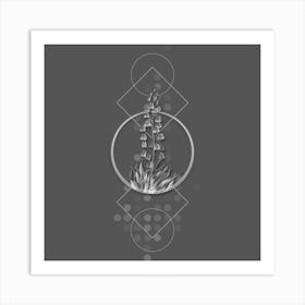 Vintage Persian Lily Botanical with Line Motif and Dot Pattern in Ghost Gray n.0171 Art Print