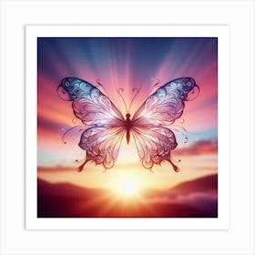 Butterfly At Sunset 6 Art Print