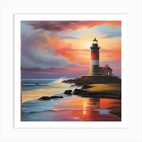 Sunset Lighthouse 1 Art Print