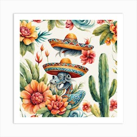 Watercolor Mexican Pattern Art Print