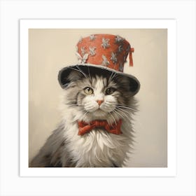 Cat In Top Hat Art Print