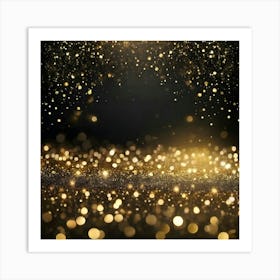 Gold Glitter Bokeh Background Art Print