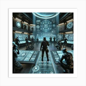 A Futuristic Sci Fi Scene Showcasing The Shadow Gu Art Print