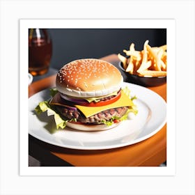 Hamburger On A Plate 18 Art Print