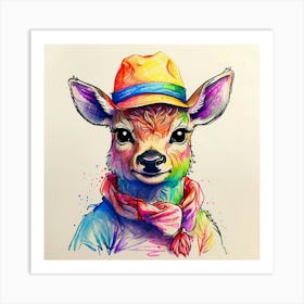 Deer In A Hat 10 Art Print