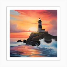 Sunset Lighthouse Art Print