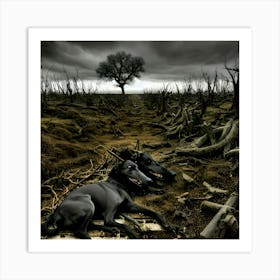 Two Dogs In The Forest Art Print