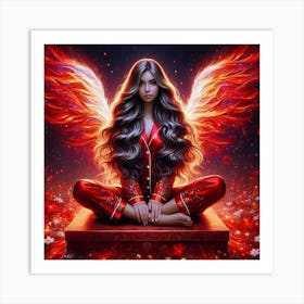 Angel In Red Pajamas 1 Art Print