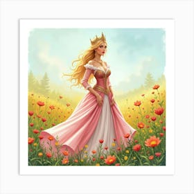 Regal Empress In A Watercolor Splendid Meadow 1 Art Print