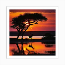 Sunset In The Savannah Art Print