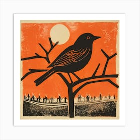 Retro Bird Lithograph Robin 7 Art Print