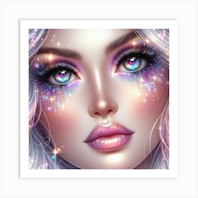 Beautiful Girl With Glittery Eyes Art Print