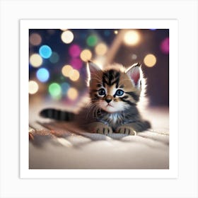 Christmas Kitten Art Print