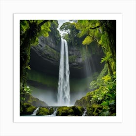 Waterfall In The Jungle 2 Art Print