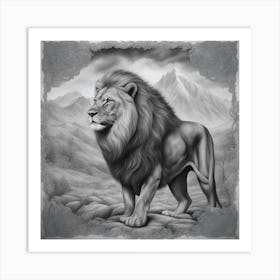 Lion In The Mountains 1 Art Print