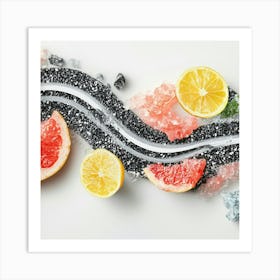 Top View Of Goji Berries And Grapefruits Art Print