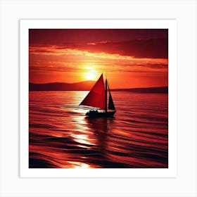 Sailboat At Sunset 21 Art Print