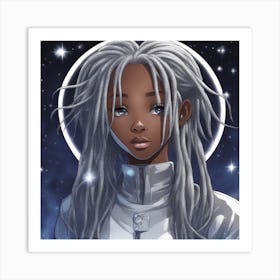 Black Space Girl Art Print