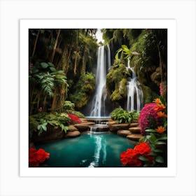 Waterfall In The Jungle 2 Art Print