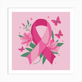 Women Breast Cancer Awareness background with brassiere Calligraphy in Pink Ribbon international symbol for month October suitable for clipart and poster and wall art (2) (1)F Art Print