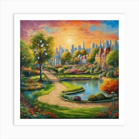 City In The Park Art Print