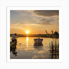 Sunset On The Lake Art Print