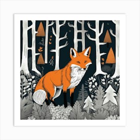 Fox In The Forest 4 Art Print