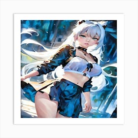 Anime Girl With White Hair-Drucke 07.12.2024--6745 Art Print