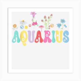 January February Birthday Groovy Retro Aquarius Zodiac Art Print