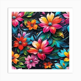 Colorful Flowers Wallpaper 4 Art Print