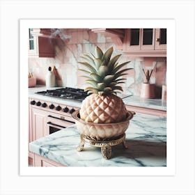 Pink Kitchen With Pineapple 1 Art Print