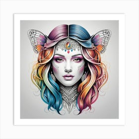 Rainbow Woman With Butterfly Wings Art Print