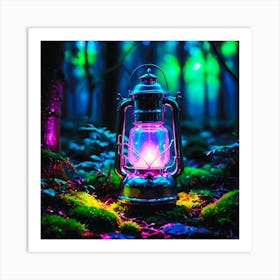 Lantern In The Forest Art Print