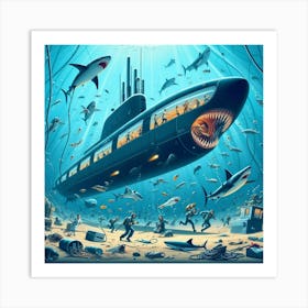 Submarine In The Sea 1 Art Print