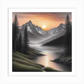 Sunset In The Mountains 6 Art Print