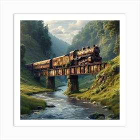 Train Crossing The River 1 Art Print